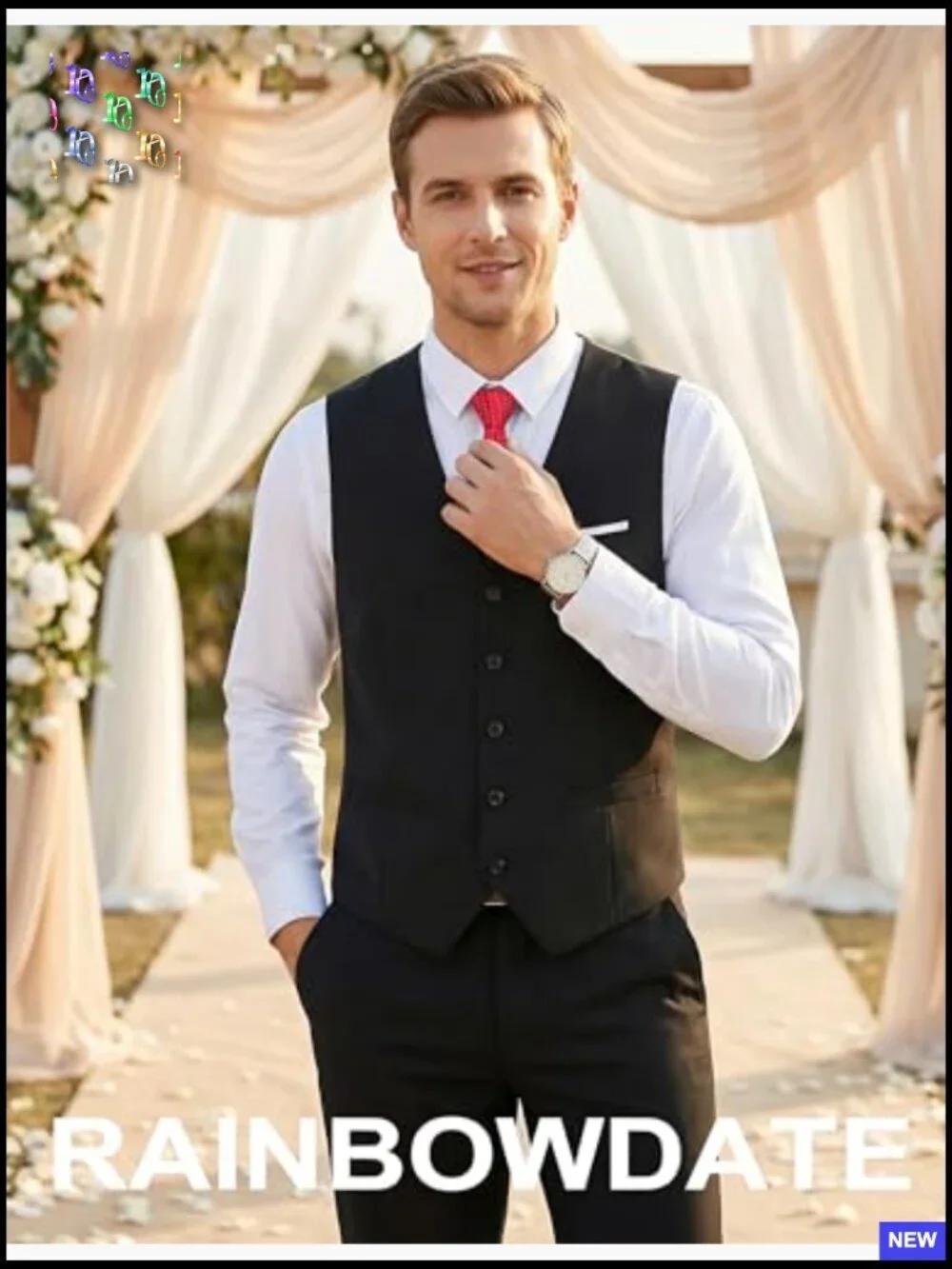 Slim Fit Satin Back Formal Vest 3-Piece Set Business Wedding Elegant